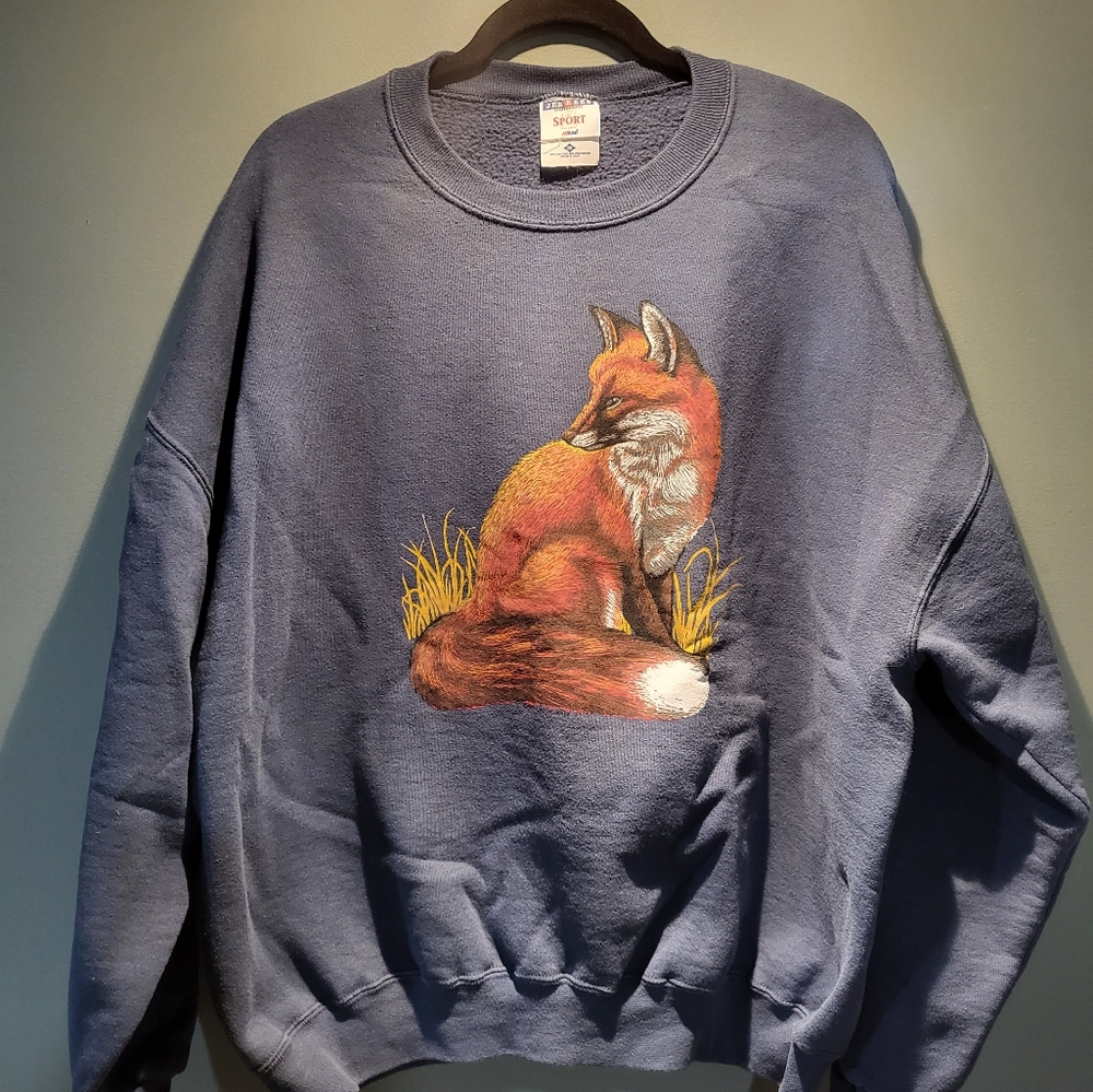 Vintage Jerzees sport 2x blue Sweatshirt with fox.C10JSF